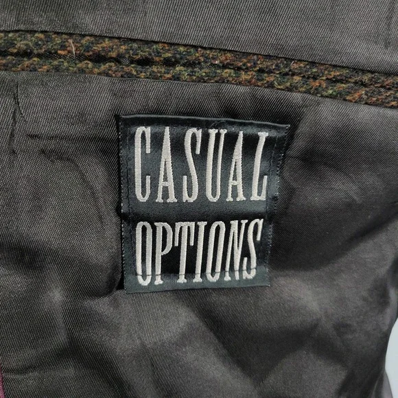 Casual Options Men's Sport Coat Blazer Three Button Brown Tweed‎ Wool Size 44R